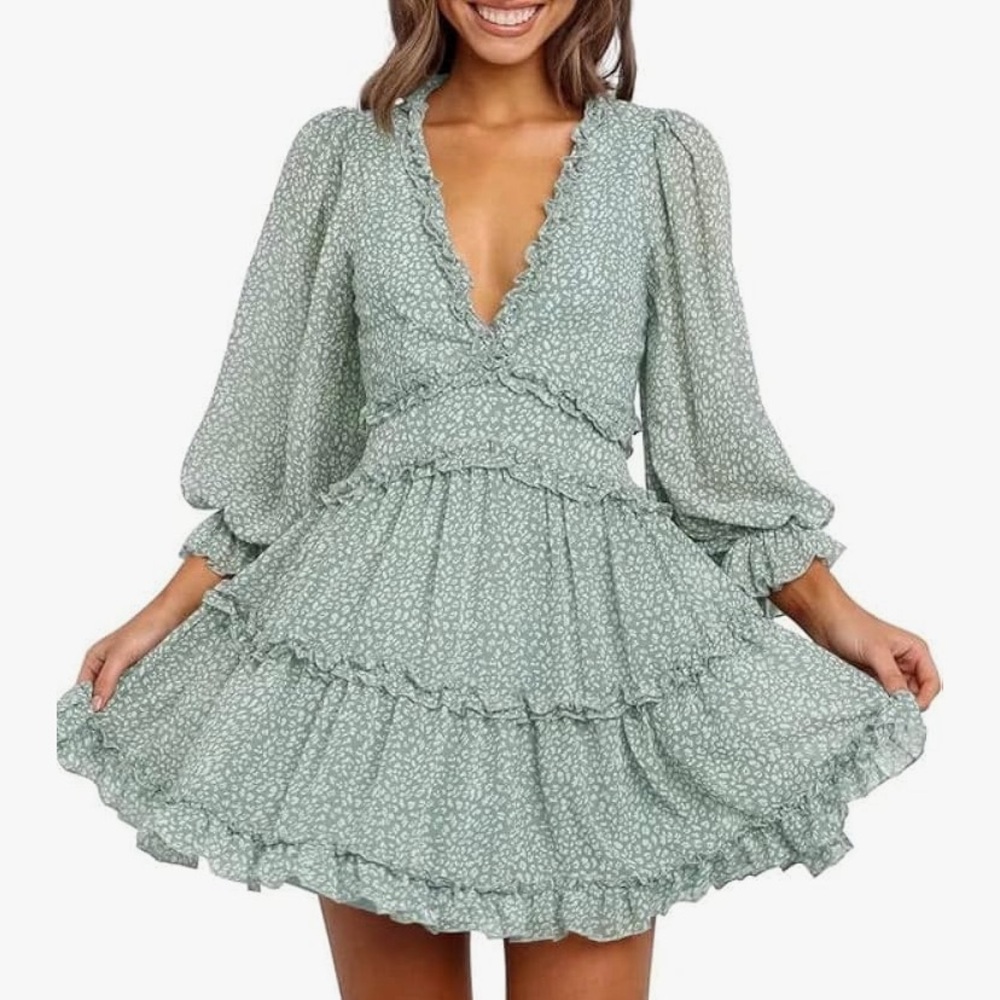 Mint Summer Dress (floral) size medium